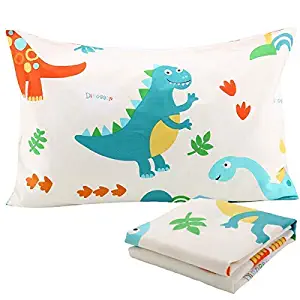 UOMNY Kids Toddler Pillowcases 2 Pack 100% Cotton Pillowslip Case Fits Pillows sizesd 13 x 18 or 12x 16 for Kids Bedding Pillow Cover Baby Pillow Cases Dinosaur