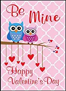 Jolly Jon Be Mine Owl Garden Flag - Pink Valentine's Day Yard Decor - Double Sided Valentines Day Flags - Owls Hearts Welcome Sign Decoration