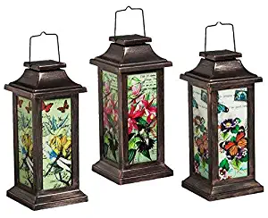 New Creative Fluttering Garden Friends Solar Lantern, 3 Piece Set, Butterfly, Dragonfly, and Hummingbird