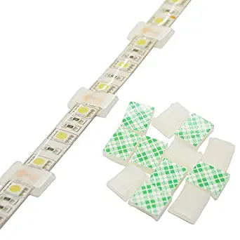 Strip Light Mounting Clips Self-Adhesive Strip Brackets Holder,100-Pack Clamps Fix Light Strip 8mm 10mm 12mm (for 10mm(3/8") Wide Strip Light)