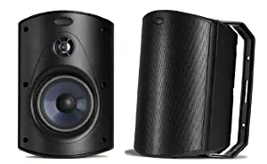 Polk Audio Atrium 6 Outdoor Speakers with Bass Reflex Enclosure (Pair, Black) - All-Weather Durability | Broad Sound Coverage | Speed-Lock Mounting System