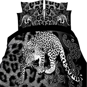 3D Leopard Comforter Set Full African Animal Cheetah Tiger Duvet Cover for Kids Boys Men Teens Hypoallergenic Ultra Soft Microfiber Cool Animal Theme Decor Bedding Set Wild Animals Digital Print