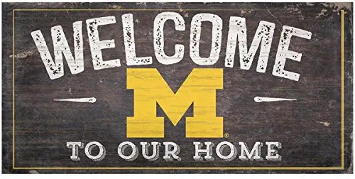 Fan Creations NCAA Michigan Wolverines 12" x 6" Distressed Welcome to Our Home Wood Sign