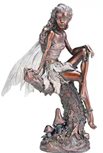 Napco Bronze Fairy Figure Garden Statue, 13-Inch Tall