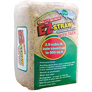 EZ-Straw Seeding Mulch with Tack - Biodegradable Organic Processed Straw – 2.5 CU FT Bale (covers up to 500 sq. ft.)