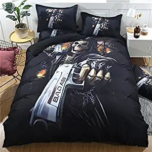 Lightinthebox Nightmare Before Christmas Duvet Cover Sets Polyester Oil Painting Walking Dead Bad Ass Print Bedding Set (Queen)