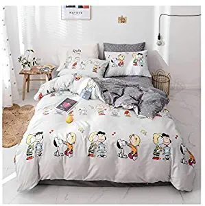 KFZ Twin Full Queen King Bedding Set, 100% Organic Cotton Duvet Cover Set Fitted Sheet Pillowcase, Soldier Dog Friend Happy Family Print for Kids Adults Teens (Dog Family, Multi, Twin 60"x80")