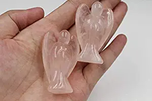 DECOTX Angel StatueRose Quartz Carved Mini Angel Statue Crystal Healing Stones A Pair 2inch