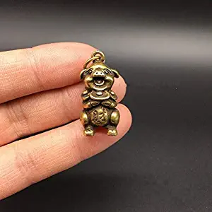 Viet JK Statues & Sculptures - Collectable Chinese Brass Carved Animal Zodiac Pig Exquisite Small Pendant Statues - by GTIN - 1 Pcs - Smiling Pig Statue - Mini Pig Statue
