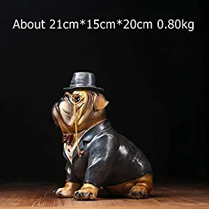 Decal Figurine/Sculpture - Creative Cacique Bulldog Statue Vintage Resin Scientist Pitbull Sculpture Dog Boutique Decor Ornament Art and Craft Accessories 1 Pcs