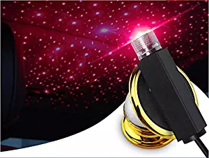 2019 Romantic Auto Roof Star Projector Lights, Flexible Romantic Galaxy USB Night Lamp Fit All Cars Ceiling Decoration Light Interior Ambient Atmosphere -No Need to Install (Red)