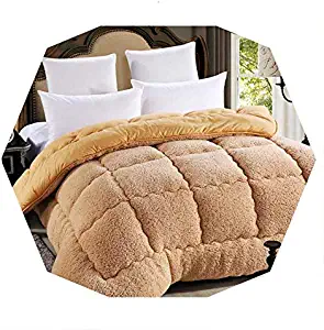 COOL Store 100% Lamb Cashmere Quilt Duvets Thick Warm Single Double Winter Comforters Full Twin King Queen Size,220x240cm,Brown