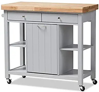 Baxton Studio Hayward Kitchen Cart in Light Gray