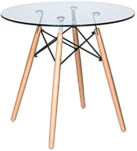 Ivinta Modern Round Glass Dining Table Coffee Table for Living Room Dining Room Kitchen