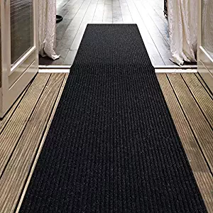 iCustomRug Indoor/Outdoor Utility Ribbed Carpet Runner and Area Rugs in Dark Charcoal, Many