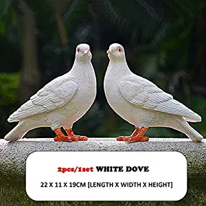 Cute Resin Decorative Dove Statue Outdoor Garden Birds Bonsai Home Desk Garden Party Wedding Decoration Ornament (White)