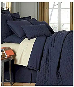 Villa by Noble Excellence Vintage Washed Linen Full/Queen Duvet Cover Navy Blue