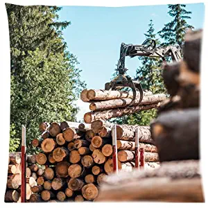 Timber Truck Logging Forestry Operations Art Custom Zippered Pillow Cases Soft And Confortable 18"x 18" (Twin Sides)