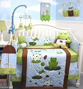 SoHo Baby Crib Bedding 9 Piece Set, Froggies