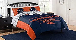 Full 90 Denver Broncos NFL Queen Comforter, Logo'd Sheets & Shams, 7 Piece Bed in A Bag + Homemade Wax Melts