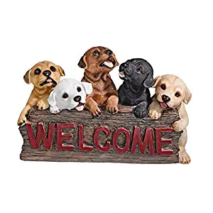 Design Toscano The Puppy Parade Welcome Sign, Multicolored