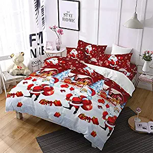 Christmas Bedding 3D Duvet Cover King Size,Cartoon Santa Claus Home/Bedroom Gifts Decor for Kids,Purple