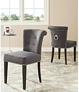 Safavieh Mercer Collection Carol Charcoal Linen Ring Dining Chair (Set of 2)