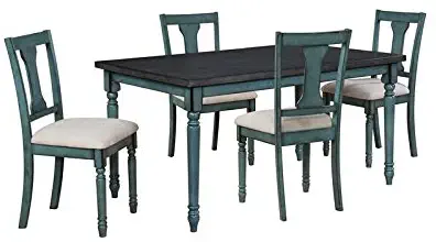 Powell Willow Five Piece Dining Set in Teal