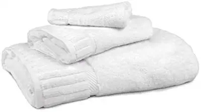 Caravalli Cardiff Bath Towel Set - 3PC Soft Circlet Egyptian Cotton White Towel Set - Highly Absorbent & Ultra Soft Bathroom Towel Collection in Piano Key Design - Oeko-Tex Certified Towels