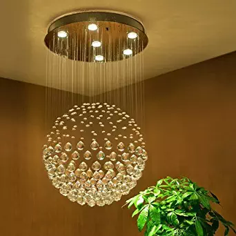 Saint Mossi Chandelier Modern K9 Crystal Raindrop Chandelier Lighting Flush mount LED Ceiling Light Fixture Pendant Lamp for Dining Room Bathroom Bedroom Livingroom 6 GU10 LED Bulbs Required H32 X D18