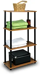 Furinno (99557LC/BK) Turn-N-Tube 4-Tier Multipurpose Shelf Display Rack - Light Cherry/Black