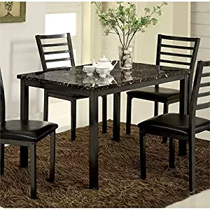 Furniture of America Maxson Faux Marble Top Dining Table in Black