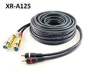 CablesOnline 25ft 2-XLR 3C Female to 2-RCA Male Professional Premium Grade Stereo Audio Cable w/XLR Gold Plated Connectors (XR-A125)