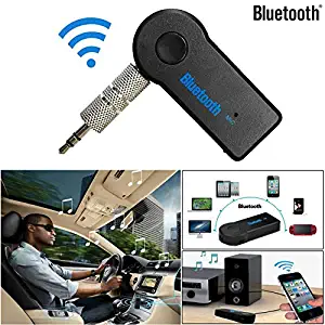 LUORATA Bluetooth Receiver/Car Kit, Portable Wireless Audio Adapter Music Receiver 3.5mm Aux Stereo Output for Home Audio Built-in Microphone Music Streaming Sound System (Black)