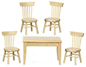Melody Jane Dollhouse Unfinished Table & Chairs Kitchen Dining Room Furniture Set 1:12