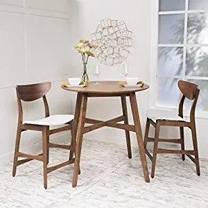 Christopher Knight Home Helen Dark Fabric & Wood Finish Counter Height Dining Set (Walnut/Light Beige), Natual