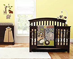 12 Pcs Designer Crib Bedding Nursery Set.Jungle Safari, Bumper Included