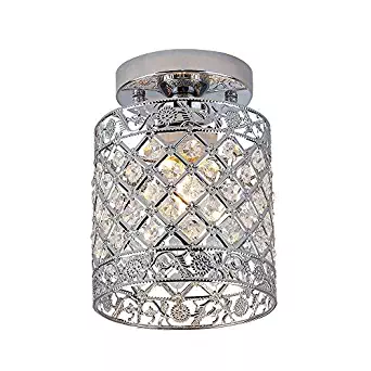 Create for Life Mini Style Modern Decor Crystal Flush Mount Ceiling Light Fixture Crystal Chandeliers Light Ceiling Lamp for Hallway, Bar, Kitchen, Dining Room, Kids Room (6 inch)