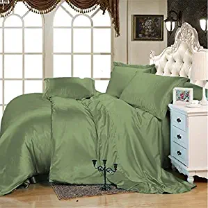 Selection Bedding Luxurious Ultra Soft Silky Satin 6-Piece Bed Sheet Set with Two Extra Pillowcases Size - Twin, Olive