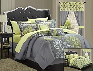 Chic Home Olivia 20 Piece Comforter Set, Queen, Grey