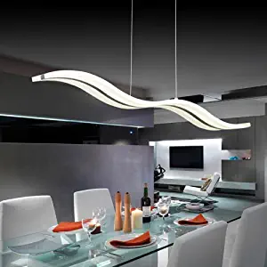LightInTheBox Acrylic LED Pendant Light Wave Shape Chandeliers Modern Island Dining Room Lighting Fixture with Max 40W Chrome Finish 3400 LM Light Source=Warm White,Voltage=90-240V Bulb Included