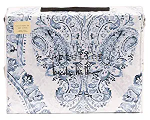 Nicole Miller Artelier King Duvet Cover Set Medallion Floral Vintage Blue White Cotton Bedding
