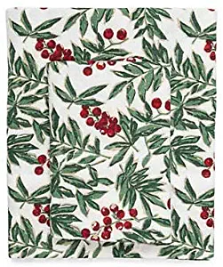 Modern Southern Home Green Holly with Red Berries Twin Flannel Sheet Set