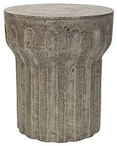 Safavieh Outdoor Collection Vesta Modern Concrete Dark Grey Round 15.3-inch Accent Table