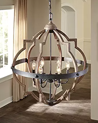 Saint Mossi Oil Rubbed Bronze Farmhouse Chandelier Lighting Flush mount LED Ceiling Light Fixture Pendant Lamp for Dining Room Bathroom Bedroom Livingroom 6 E12 LED Bulbs Required Height 29 x Width 21