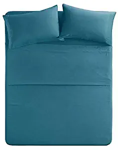 Comfort Spaces Ultra Soft Hypoallergenic Microfiber 4 Piece Set, Wrinkle Fade Resistant Sheets with Pillow Cases Bedding, Twin XL, Teal