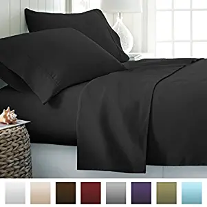 Beckham Hotel Collection 1500 Series Luxury Soft Brushed Microfiber Bed Sheet Set Deep Pocket - Cal King - Jet Black