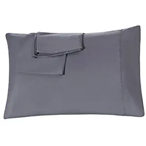 Pillowcases Set of 2 Gray Envelope Closure End Easy Fit Super Soft and Breathable Machine Washable Queen