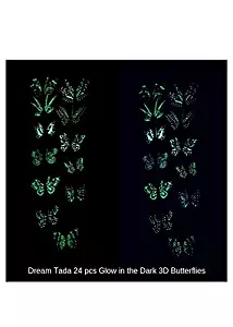 Nursery Decor- Butterfly Kids Bedroom | Christmas Decorations | Butterfly Decorations for Parties, Walls | Shower Party Décor | 3D Glow in Dark 24 pcs | Cinderella Party Favor Cake Topper Kids Décor