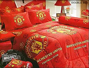 Manchester United Football Club Bedding In Bag Set (Queen Size, MU001); 1 Four Season Comforter with 4 pieces of Bed Fitted Sheet Set